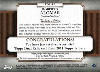2011 Topps Tribute - Dual Relics #TDR-RA Roberto Alomar Back