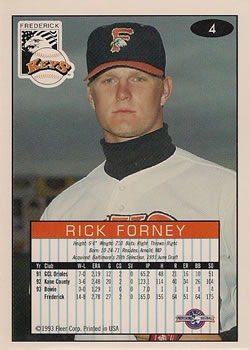 1993-94 Fleer Excel #4 Rick Forney Back