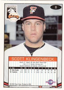 1993-94 Fleer Excel #8 Scott Klingenbeck Back