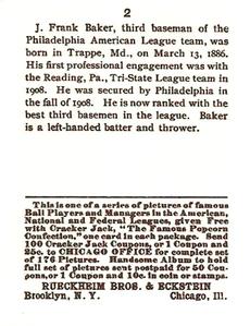 1983 1915 Cracker Jack (reprint) #2 Frank Baker Back