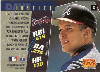 1995 Sportflix #32 Dave Justice Back