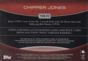 2010 Topps Triple Threads - Autograph Relics Wood #TTAR-210 Chipper Jones Back