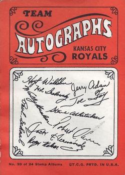 1969 Topps Stamps - Team Albums #20 Kansas City Royals Back