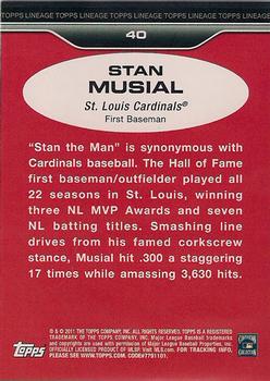 2011 Topps Lineage #40 Stan Musial Back