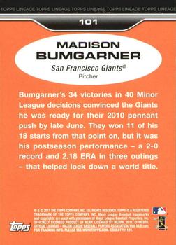 2011 Topps Lineage - Diamond Anniversary Refractors #101 Madison Bumgarner Back