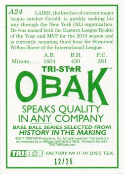 2011 TriStar Obak - Autographs Green #A24 Brandon Laird Back