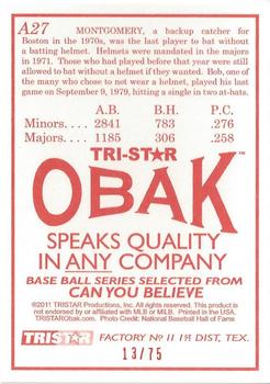 2011 TriStar Obak - Autographs Orange #A27 Bobby Montgomery Back