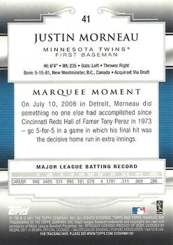 2011 Topps Marquee #41 Justin Morneau Back
