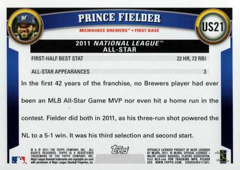 2011 Topps Update #US21 Prince Fielder Back