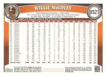 2011 Topps Update #US21 Willie McCovey Back