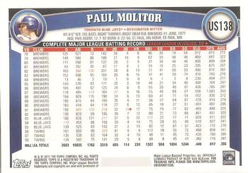 2011 Topps Update #US138 Paul Molitor Back