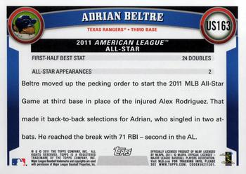 2011 Topps Update #US163 Adrian Beltre Back