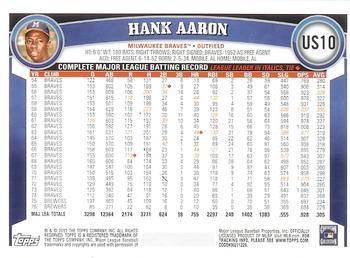 2011 Topps Update #US10 Hank Aaron Back