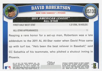 2011 Topps Update #US130 David Robertson Back