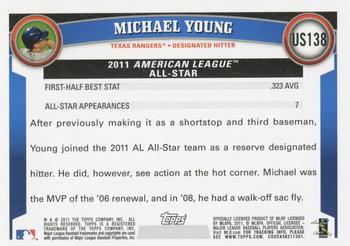 2011 Topps Update #US138 Michael Young Back