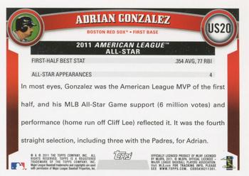 2011 Topps Update #US20 Adrian Gonzalez Back