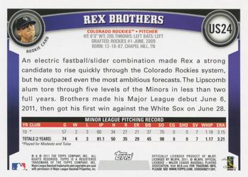 2011 Topps Update #US24 Rex Brothers Back