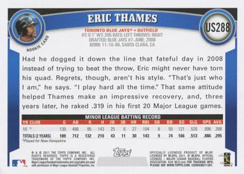 2011 Topps Update #US288 Eric Thames Back