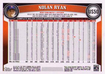 2011 Topps Update #US50 Nolan Ryan Back