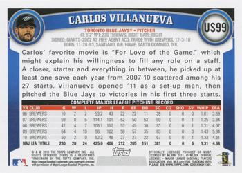2011 Topps Update #US99 Carlos Villanueva Back