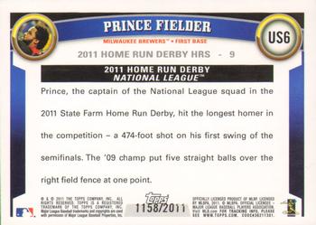 2011 Topps Update - Gold #US6 Prince Fielder Back