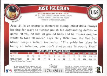 2011 Topps Update - Gold #US9 Jose Iglesias Back
