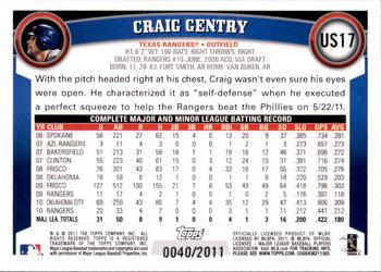 2011 Topps Update - Gold #US17 Craig Gentry Back