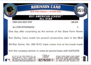2011 Topps Update - Gold #US18 Robinson Cano Back