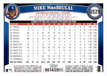 2011 Topps Update - Gold #US29 Mike MacDougal Back