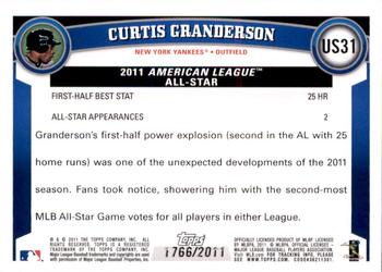 2011 Topps Update - Gold #US31 Curtis Granderson Back