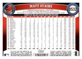 2011 Topps Update - Gold #US32 Matt Stairs Back