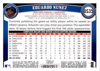 2011 Topps Update - Gold #US35 Eduardo Nunez Back