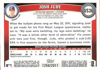 2011 Topps Update - Gold #US36 Josh Judy Back