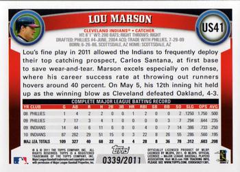 2011 Topps Update - Gold #US41 Lou Marson Back