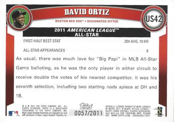 2011 Topps Update - Gold #US42 David Ortiz Back