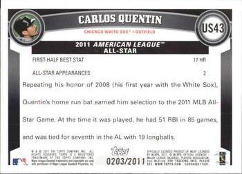 2011 Topps Update - Gold #US43 Carlos Quentin Back