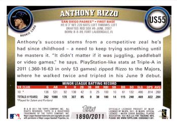 2011 Topps Update - Gold #US55 Anthony Rizzo Back