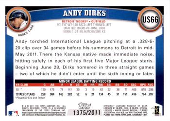 2011 Topps Update - Gold #US66 Andy Dirks Back