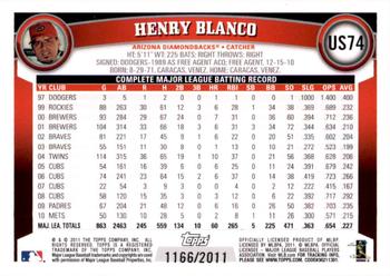 2011 Topps Update - Gold #US74 Henry Blanco Back