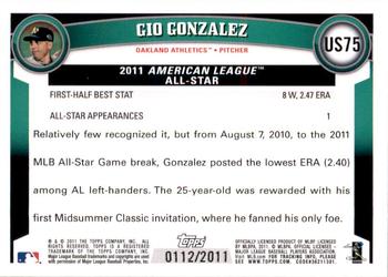 2011 Topps Update - Gold #US75 Gio Gonzalez Back