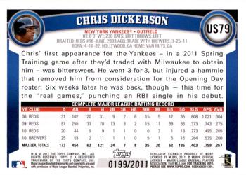 2011 Topps Update - Gold #US79 Chris Dickerson Back