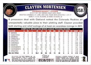 2011 Topps Update - Gold #US87 Clayton Mortensen Back