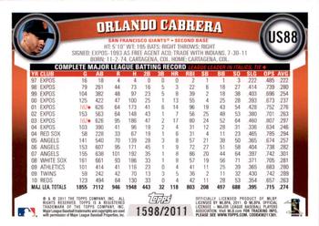 2011 Topps Update - Gold #US88 Orlando Cabrera Back