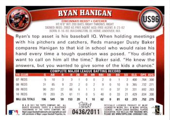 2011 Topps Update - Gold #US96 Ryan Hanigan Back