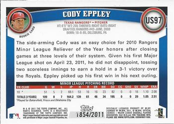 2011 Topps Update - Gold #US97 Cody Eppley Back