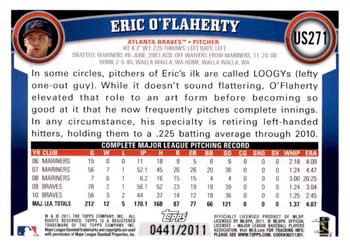 2011 Topps Update - Gold #US271 Eric O'Flaherty Back