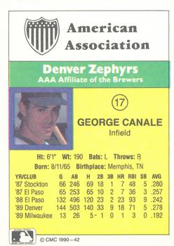 1990 CMC #42 George Canale Back