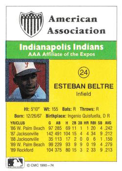 1990 CMC #74 Esteban Beltre Back