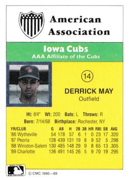 1990 CMC #89 Derrick May Back