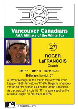 1990 CMC #671 Roger LaFrancois Back